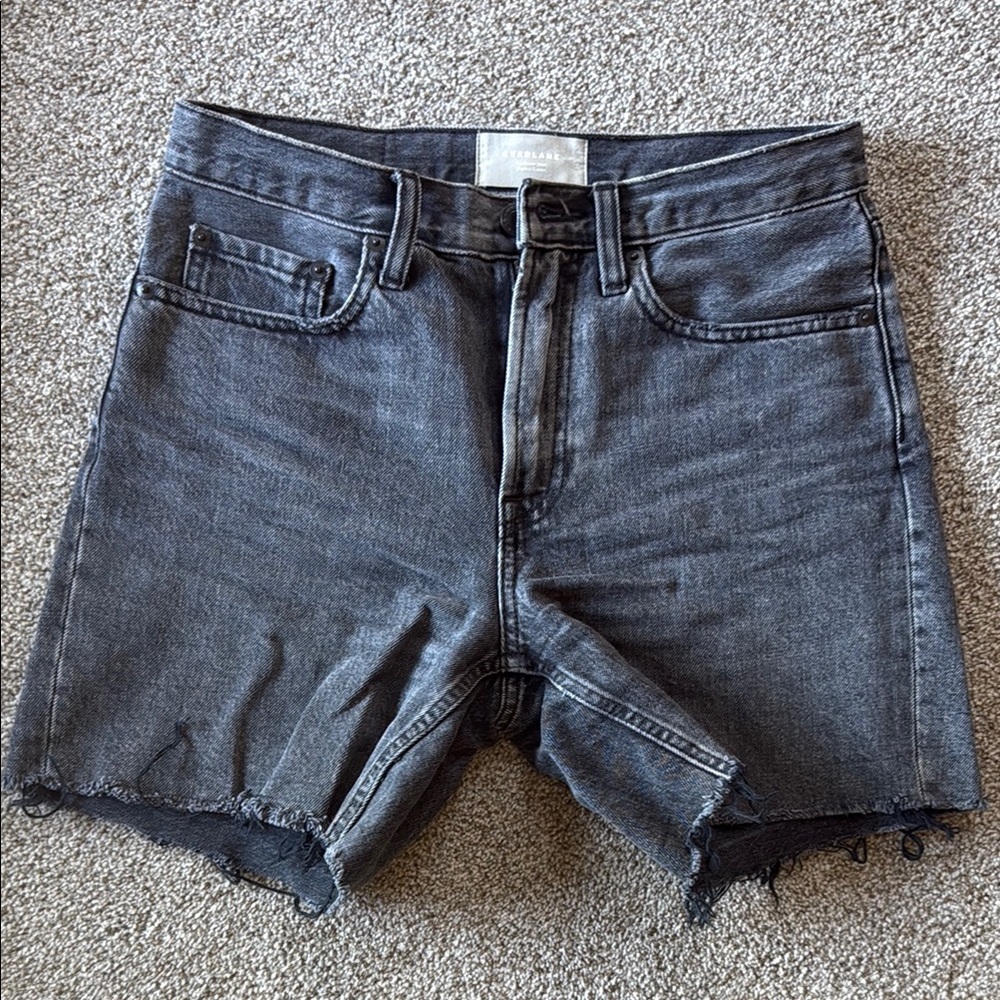 Everlane Jean Shorts Distressed Black Cut-Off Style